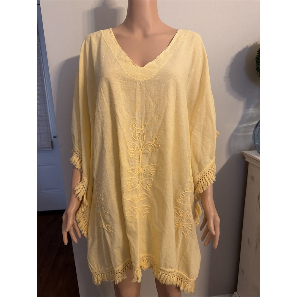 Giocam Cape Top Beach Cover Up Yellow Beach Resortwear Boho M Y2K New